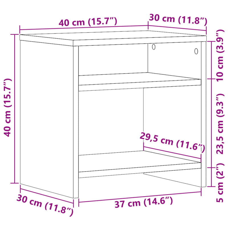 vidaXL 2 db kézműves tölgy színű szerelt fa éjjeliszekrény 40x30x40 cm