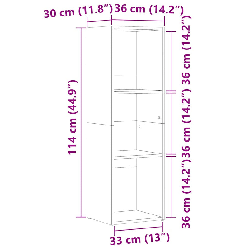vidaXL antik fa színű szerelt fa könyvszekrény 36 x 30 x 114 cm