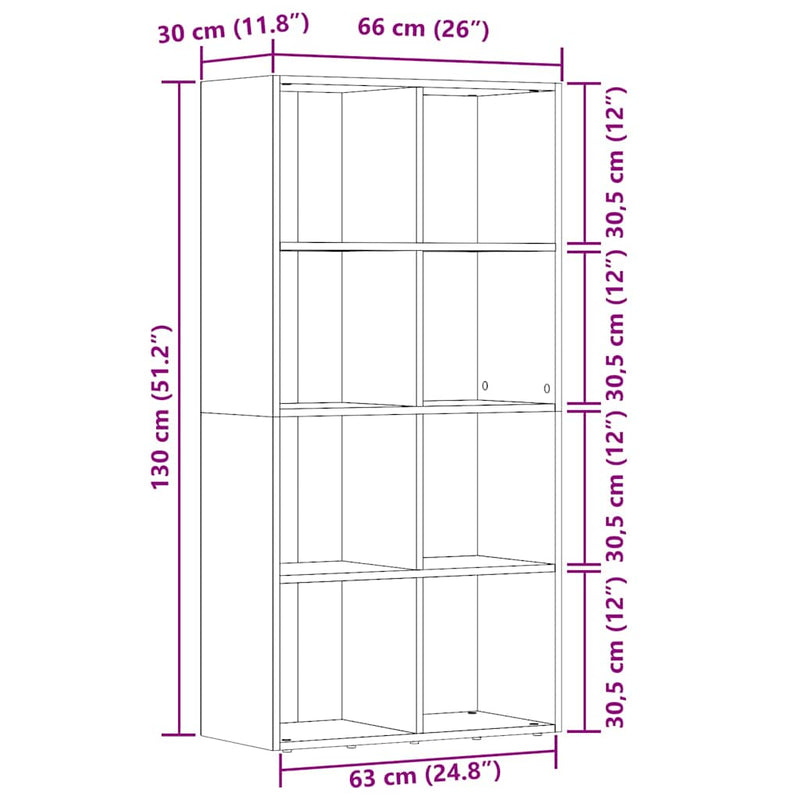 vidaXL Könyves szekrény Régi fa 66x30x130 cm Gépelt fa
