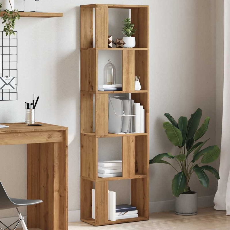 vidaXL kézműves tölgy színű szerelt fa könyvszekrény 45x24x159 cm
