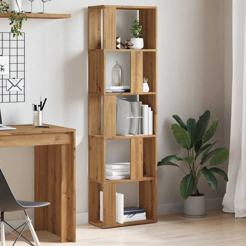 vidaXL kézműves tölgy színű szerelt fa könyvszekrény 45x24x159 cm