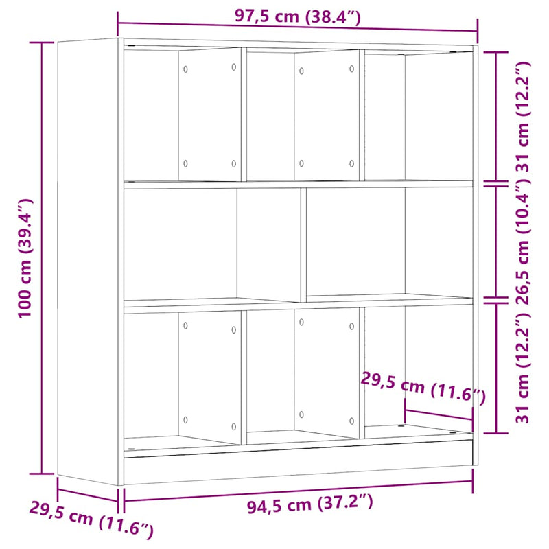 vidaXL kézműves tölgy színű szerelt fa könyvszekrény 97,5x29,5x100 cm