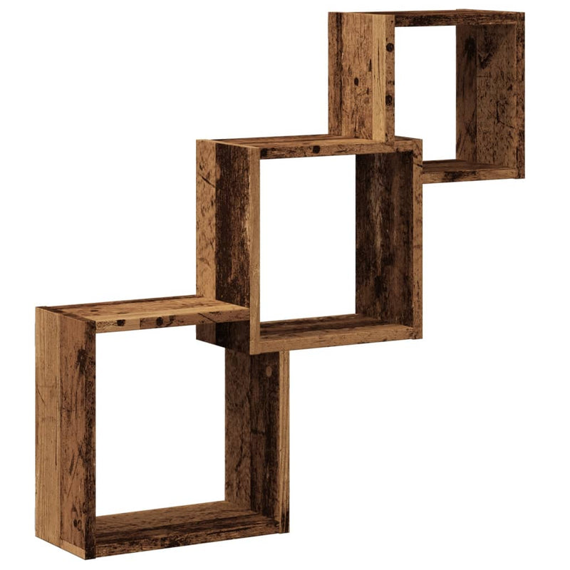 vidaXL antik fa színű szerelt fa fali kocka polcok 68x15x68 cm