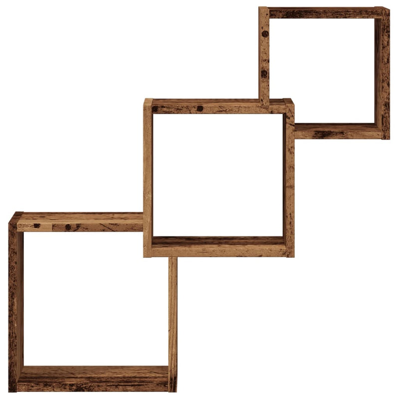 vidaXL antik fa színű szerelt fa fali kocka polcok 68x15x68 cm