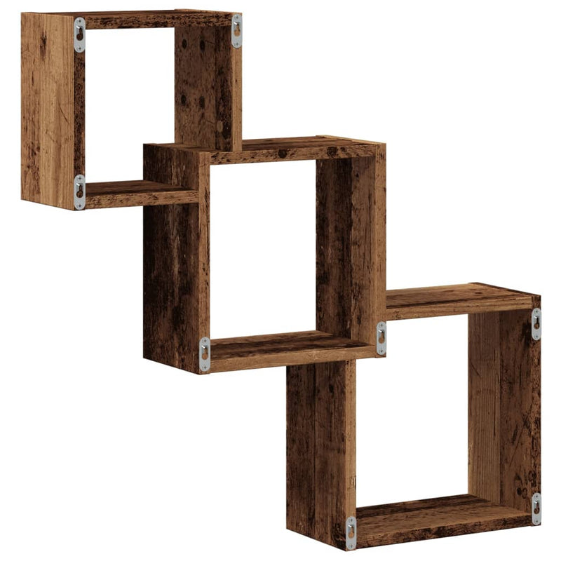 vidaXL antik fa színű szerelt fa fali kocka polcok 68x15x68 cm
