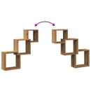 vidaXL kézműves tölgy színű szerelt fa fali kocka polcok 68x15x68 cm