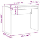 vidaXL Íróasztal kézműves tölgy 90x40x72 cm műszaki fa