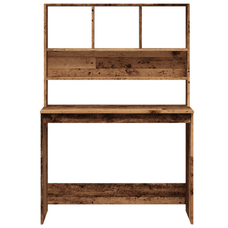vidaXL antik fa színű szerelt fa íróasztal polcokkal 102 x 45 x 148 cm