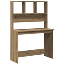 vidaXL kézműves tölgy szerelt fa íróasztal polcokkal 102 x 45 x 148 cm