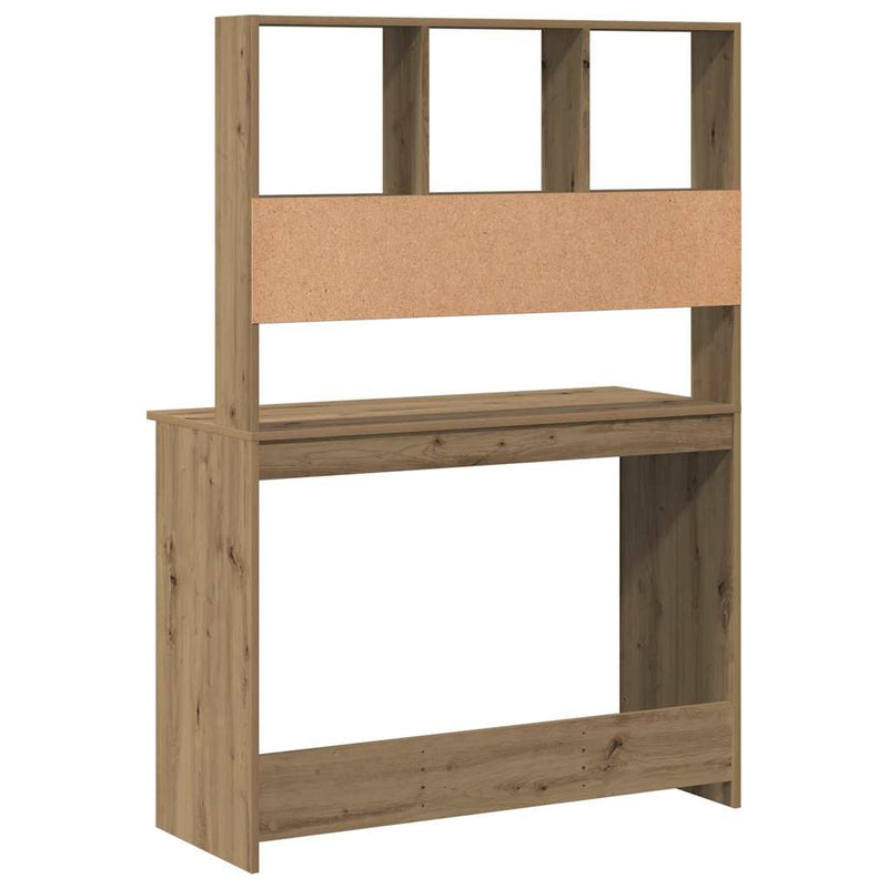 vidaXL kézműves tölgy szerelt fa íróasztal polcokkal 102 x 45 x 148 cm
