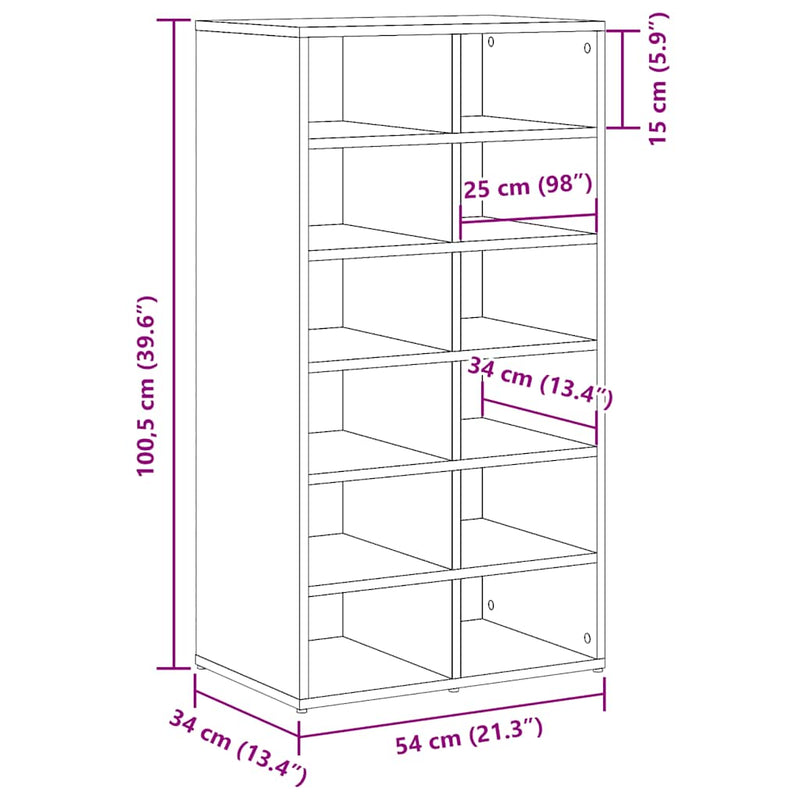 vidaXL antik fa szerelt fa cipőtartó 54x34x100,5 cm