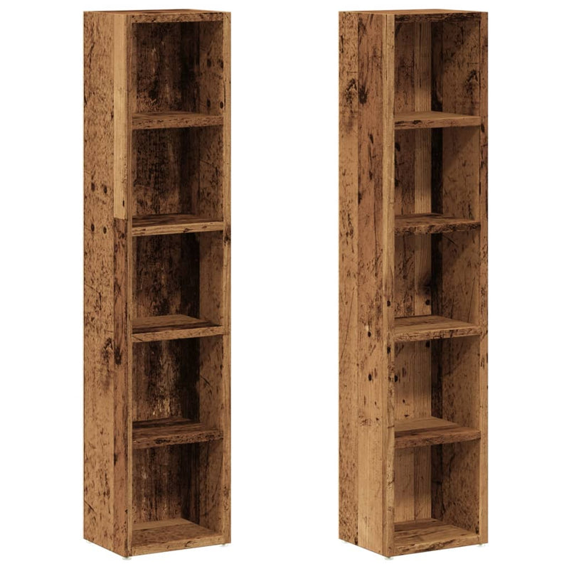 vidaXL 2 db antik fa színű szerelt fa CD-tartó szekrény 21x16x93,5 cm