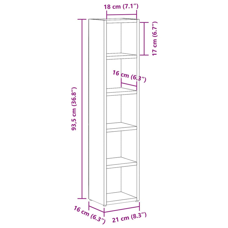 vidaXL 2 db antik fa színű szerelt fa CD-tartó szekrény 21x16x93,5 cm
