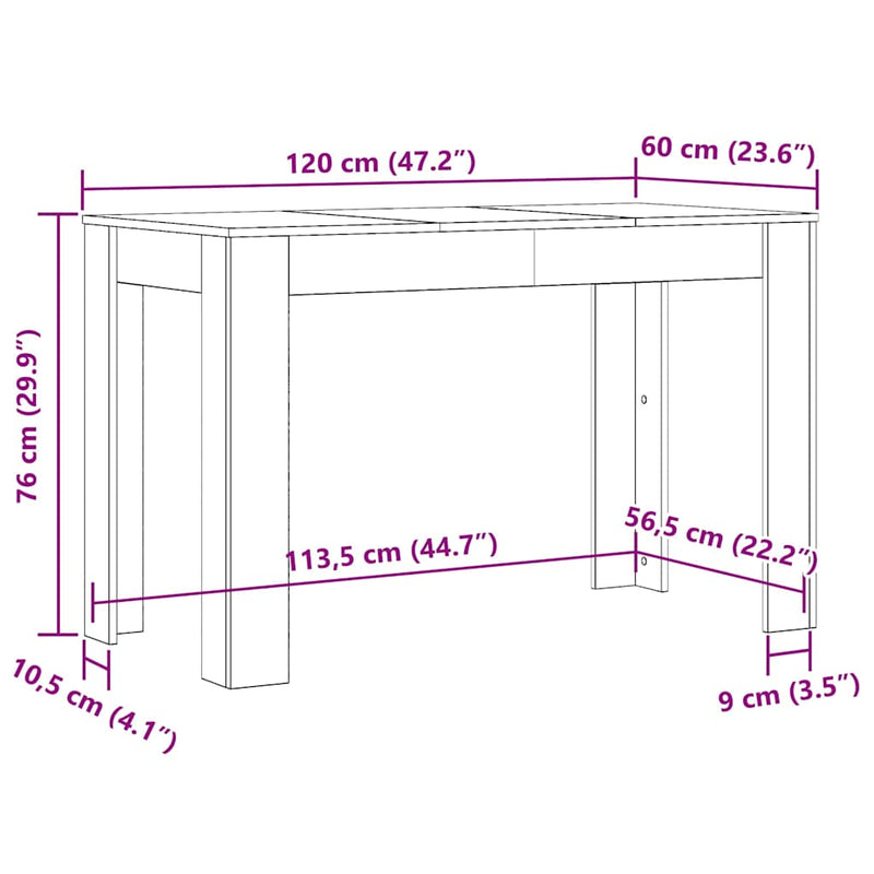 vidaXL Étkezőasztal régi fa 120x60x76 cm műszaki fa