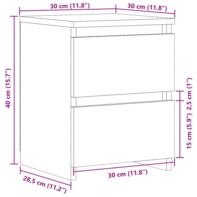 vidaXL 2 db antik fa színű szerelt fa éjjeliszekrény 30 x 30 x 40 cm