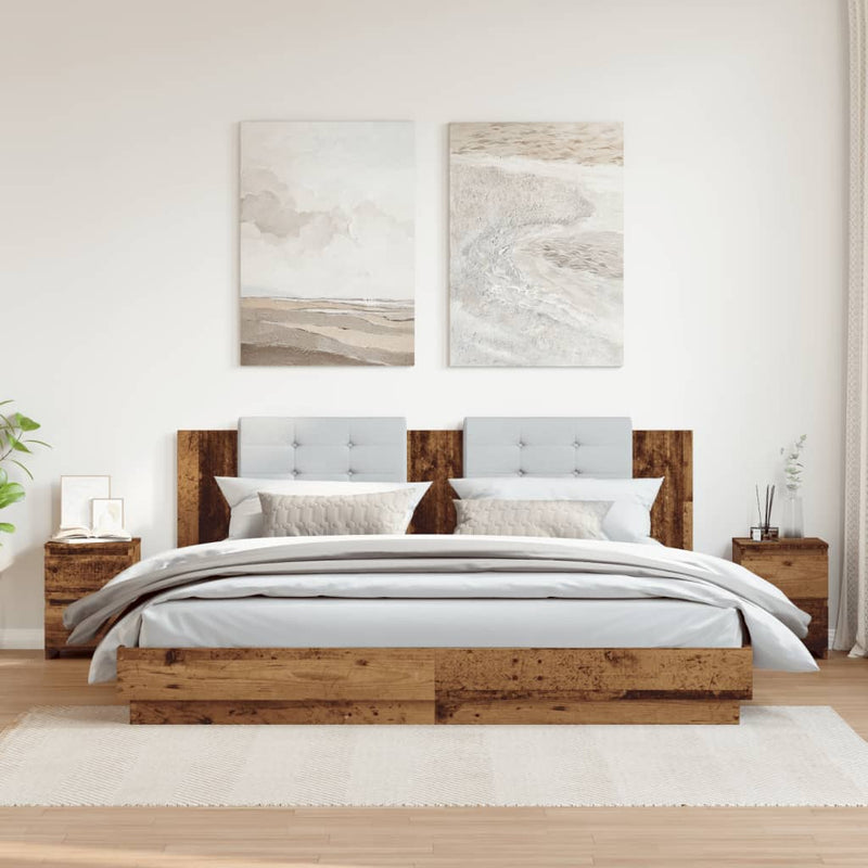 vidaXL 2 db antik fa színű szerelt fa éjjeliszekrény 30 x 30 x 40 cm
