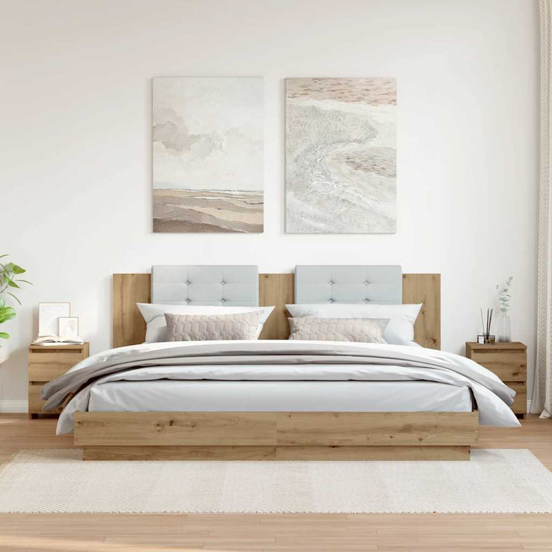 vidaXL 2 db kézműves tölgy színű szerelt fa éjjeliszekrény 30x30x40 cm