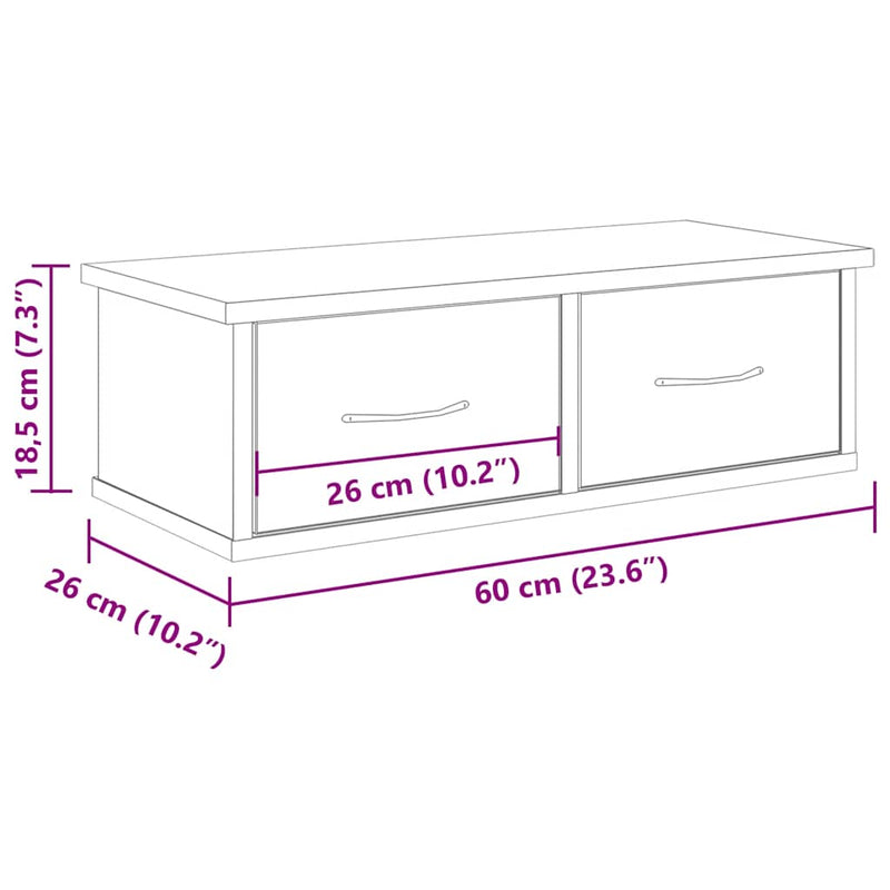 vidaXL antik fa színű szerelt fa faliszekrény 60x26x18,5 cm