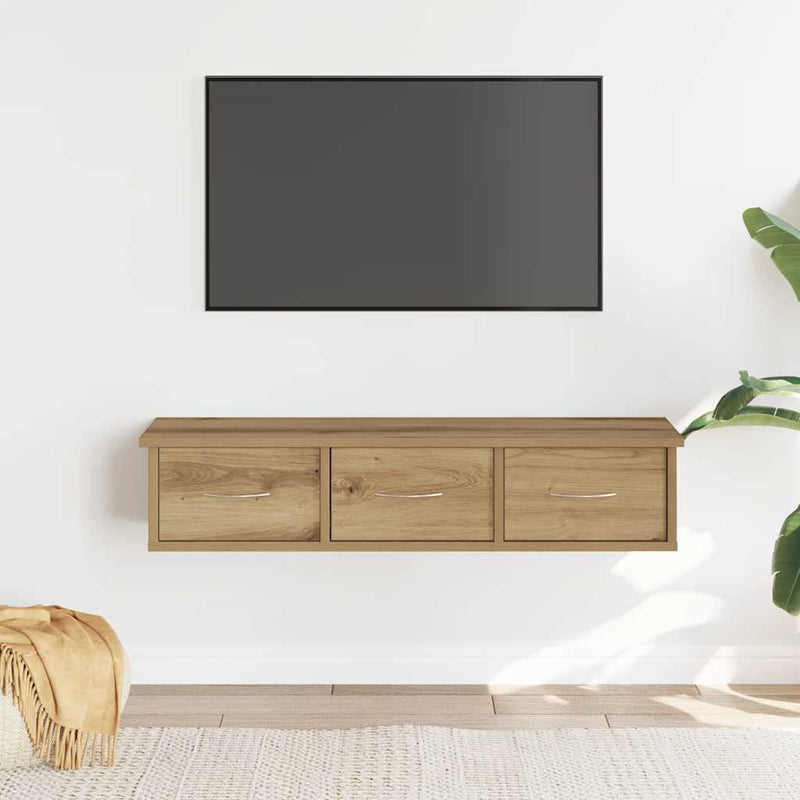 vidaXL kézműves tölgy színű szerelt fa faliszekrény 88x26x18,5 cm