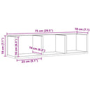 vidaXL kézműves tölgy színű szerelt fa CD-tartó fali polc 75x18x18 cm