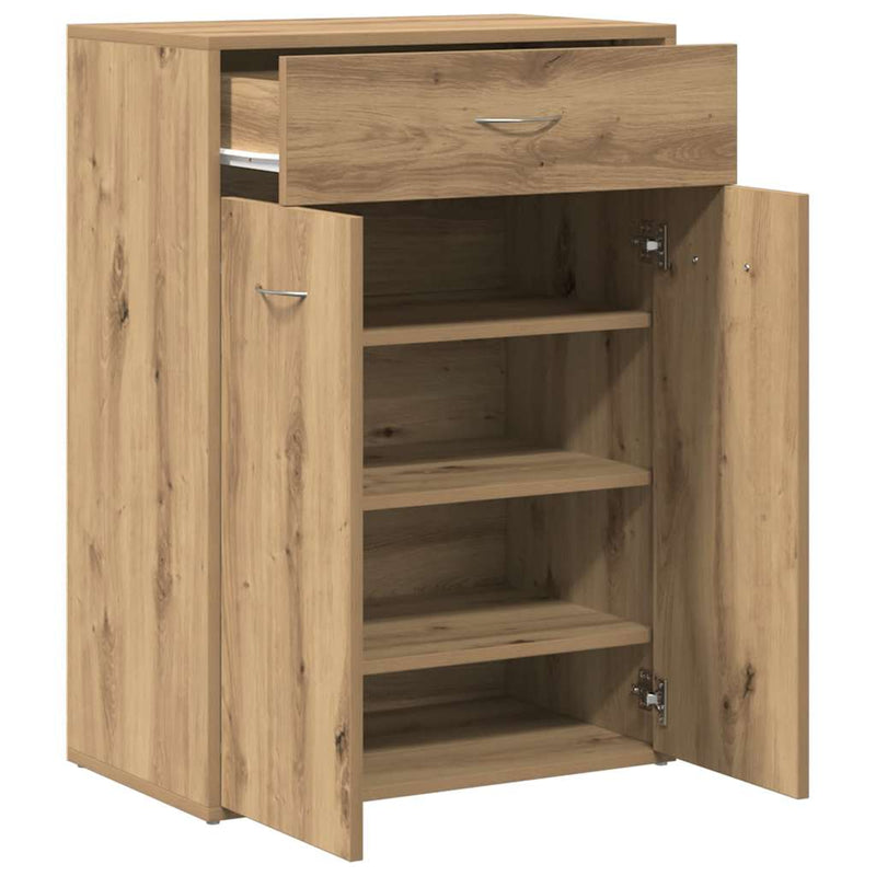 vidaXL kézműves tölgy színű szerelt fa cipősszekrény 60 x 35 x 84 cm
