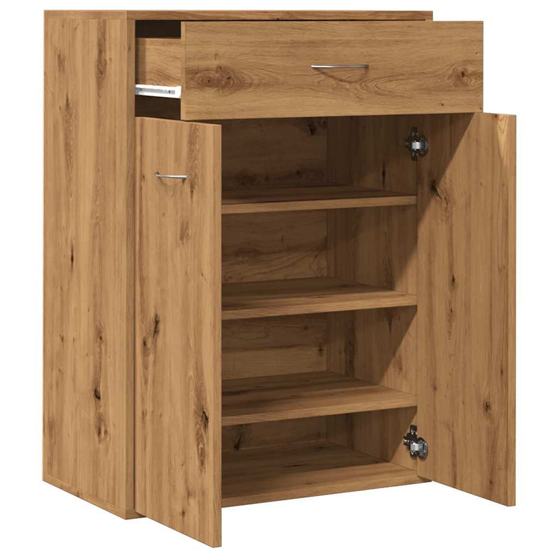 vidaXL kézműves tölgy színű szerelt fa cipősszekrény 60 x 35 x 84 cm