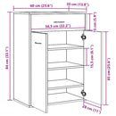 vidaXL kézműves tölgy színű szerelt fa cipősszekrény 60 x 35 x 84 cm