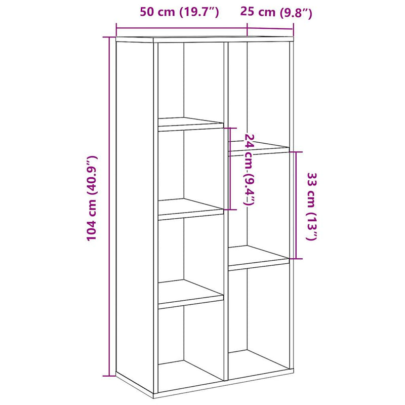 vidaXL antik fa színű könyvszekrény 50 x 25 x 104 cm