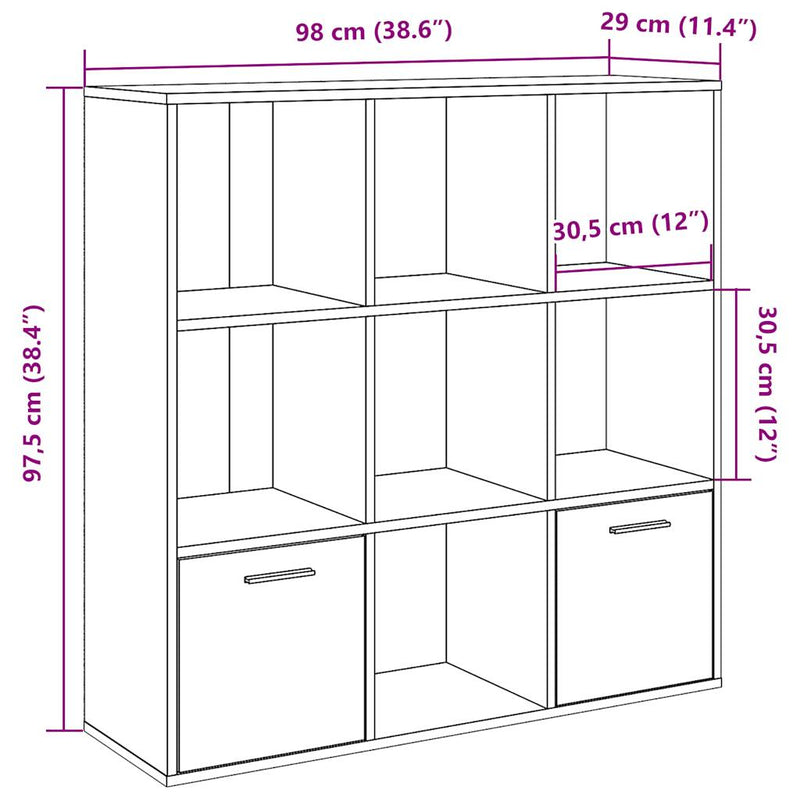 vidaXL kézműves tölgy színű szerelt fa könyvszekrény 98x29x97,5 cm