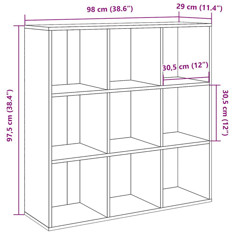vidaXL kézműves tölgy színű könyvszekrény 98 x 29 x 97,5 cm