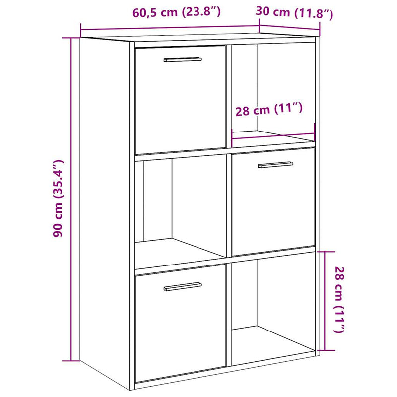 vidaXL antik fa színű szerelt fa könyvespolc 60,5 x 30 x 90 cm