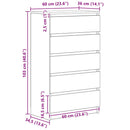 vidaXL kézműves tölgy színű szerelt fa fiókos szekrény 60 x 36 x 103cm