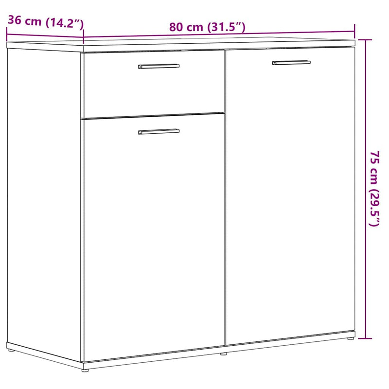 vidaXL antik fa színű szerelt fa tálalószekrény 80 x 36 x 75 cm