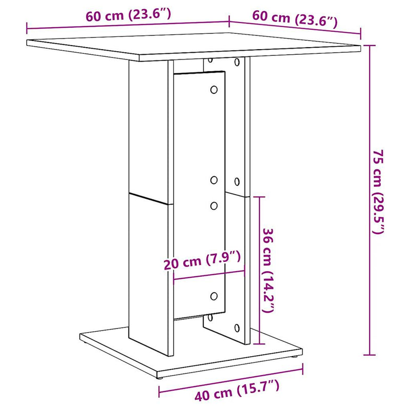 vidaXL antik fa szerelt fa bisztróasztal 60 x 60 x 75 cm