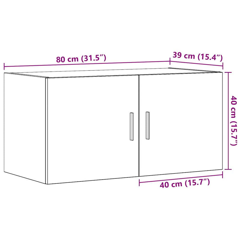 vidaXL kézműves tölgy színű szerelt fa faliszekrény 80 x 39 x 40 cm