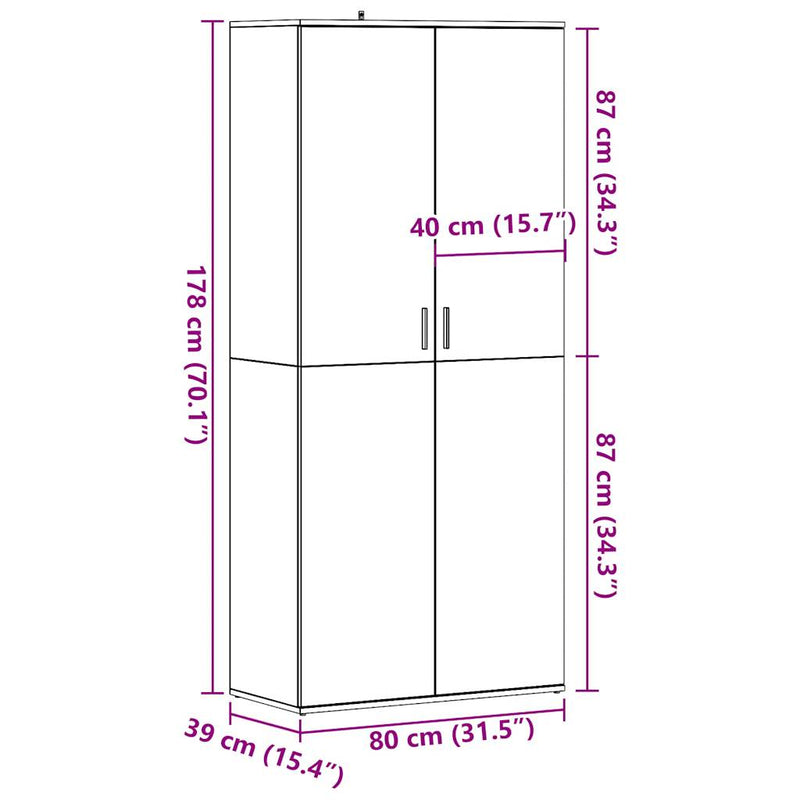 vidaXL antik fa színű szerelt fa cipőszekrény 80 x 39 x 178 cm