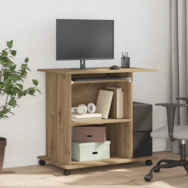 vidaXL kézműves tölgy színű szerelt fa számítógépasztal 80 x 50 x 75cm