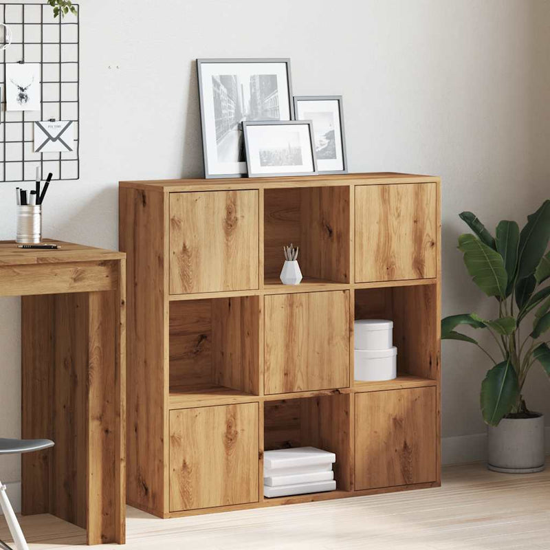 vidaXL kézműves tölgy színű szerelt fa könyvespolc 90 x 28 x 90 cm