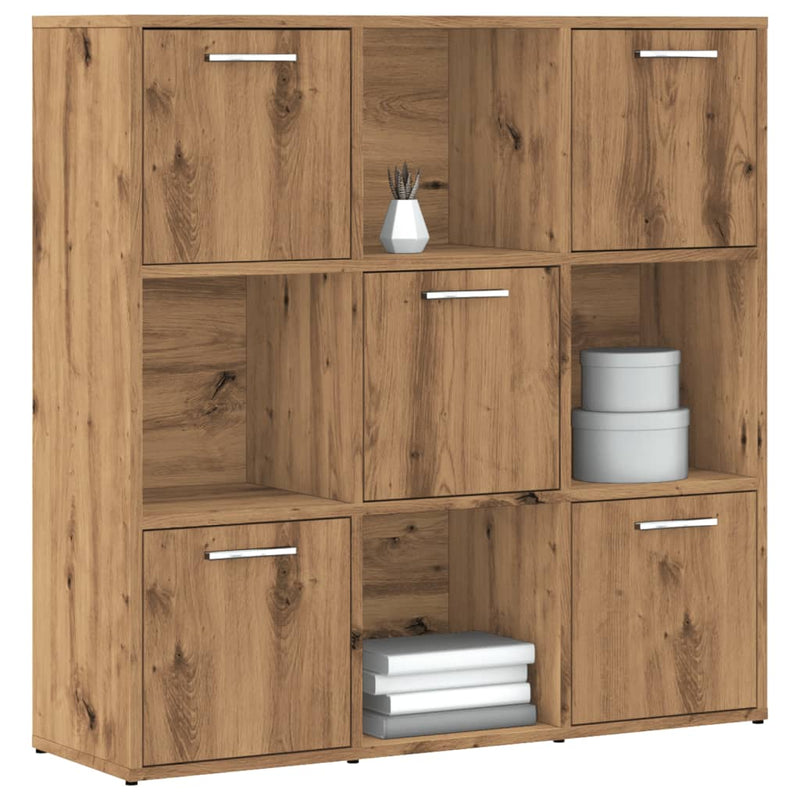 vidaXL kézműves tölgy színű szerelt fa könyvespolc 90 x 28 x 90 cm