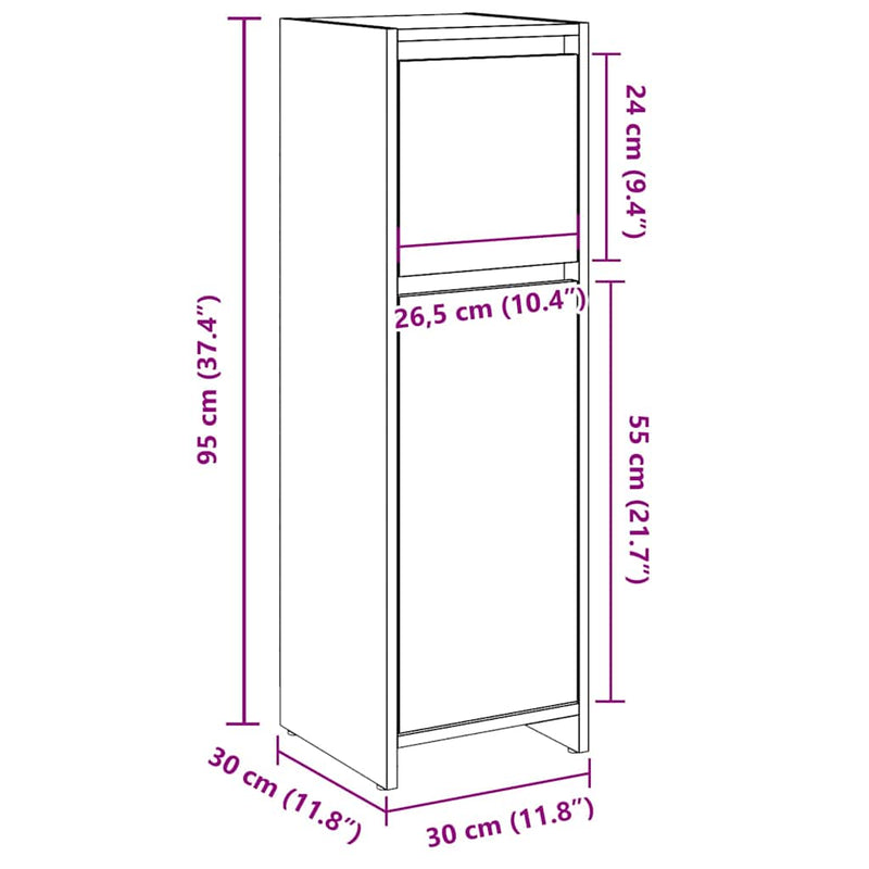 vidaXL betonszürke forgácslap fürdőszobaszekrény 30 x 30 x 95 cm