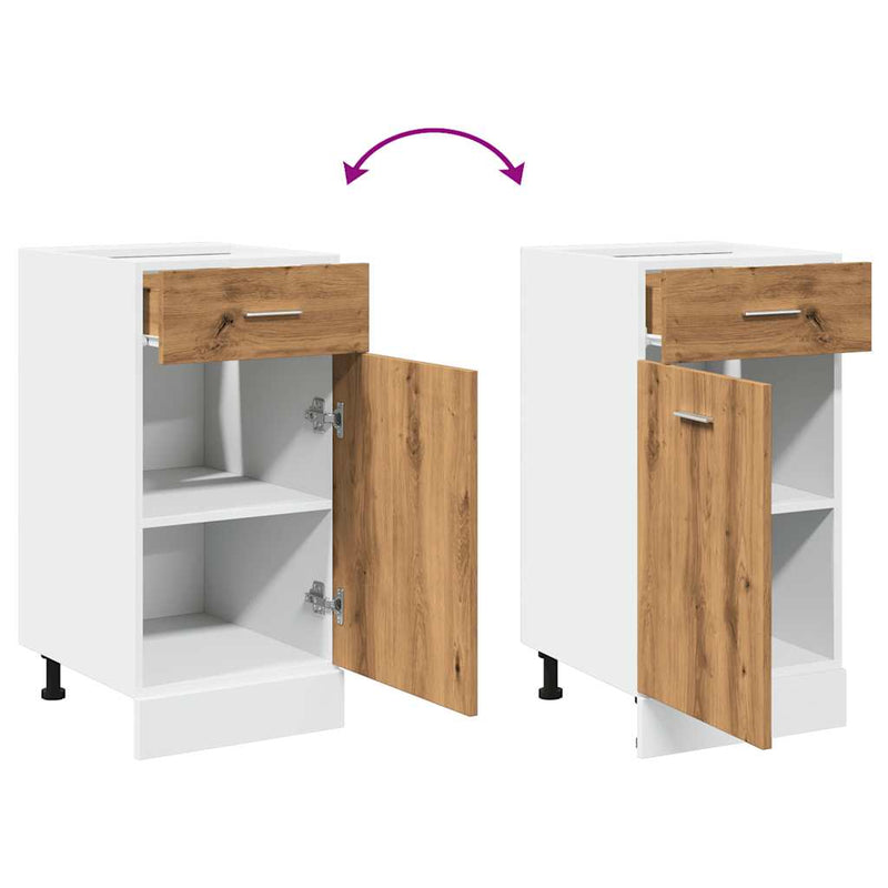 vidaXL kézműves tölgyszínű szerelt fa fiókos alsószekrény 40x46x81,5cm