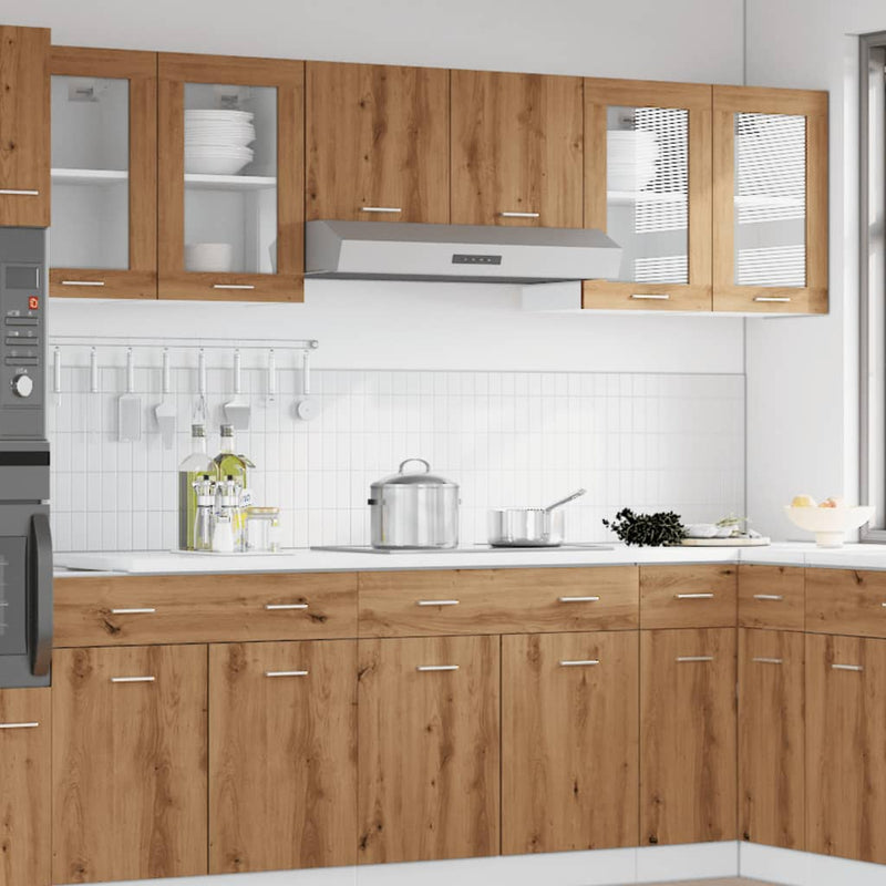 vidaXL kézműves tölgy színű szerelt fa függő üvegszekrény 40x31x60 cm