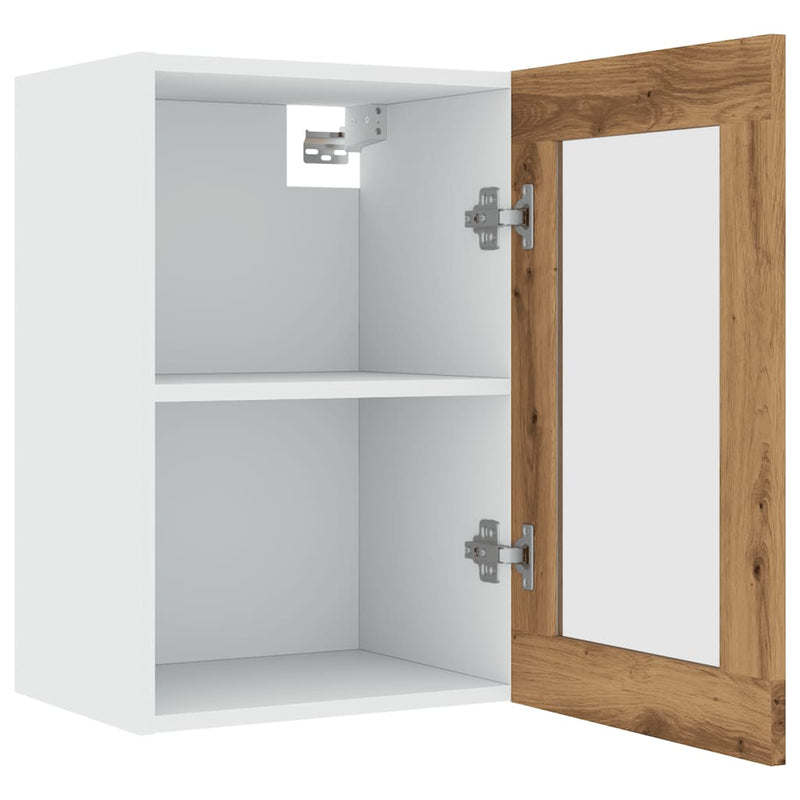 vidaXL kézműves tölgy színű szerelt fa függő üvegszekrény 40x31x60 cm