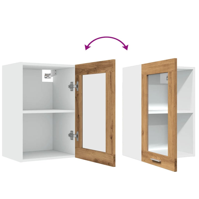 vidaXL kézműves tölgy színű szerelt fa függő üvegszekrény 40x31x60 cm