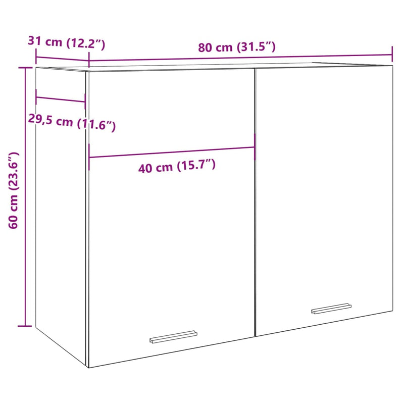 vidaXL betonszürke szerelt fa függő szekrény 80 x 31 x 60 cm
