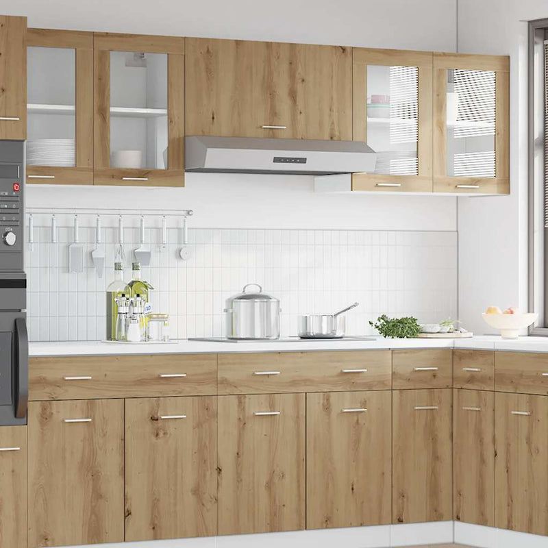 vidaXL “Lyon” kézműves tölgy szerelt fa függő üvegszekrény Oak