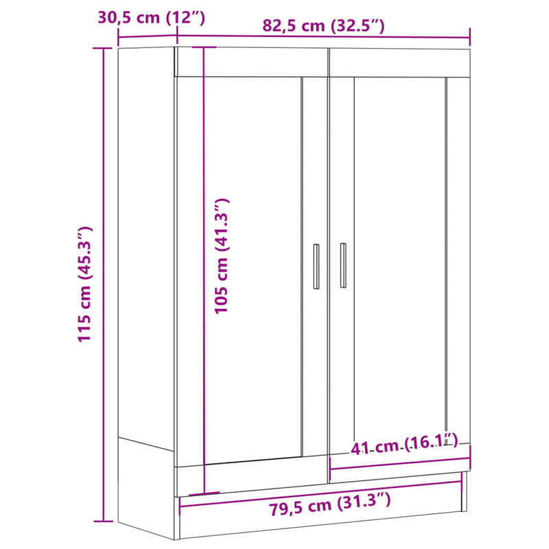vidaXL antik fa színű szerelt fa könyvszekrény 82,5 x 30,5 x 115 cm