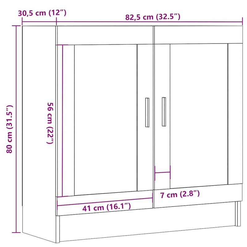 vidaXL antik fa színű szerelt fa könyvszekrény 82,5 x 30,5 x 80 cm