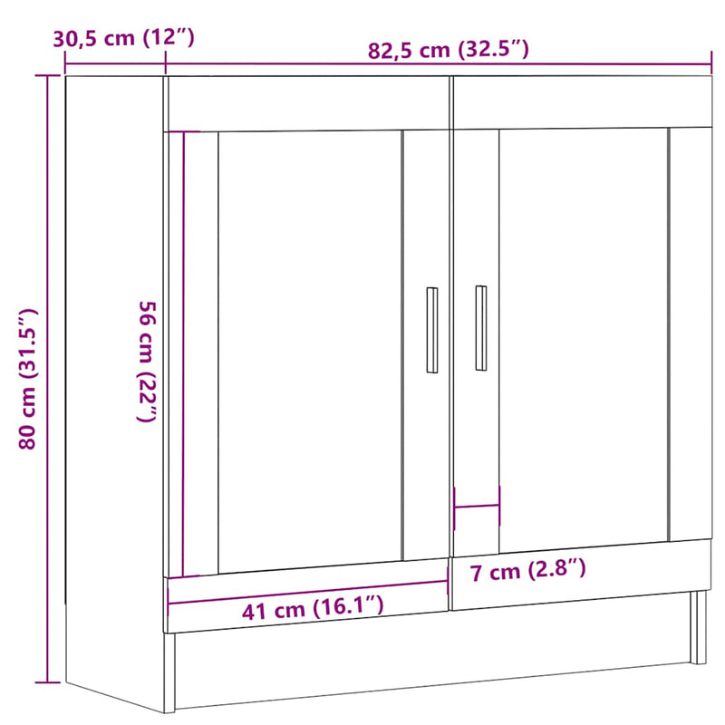 vidaXL kézműves tölgy színű szerelt fa könyvszekrény 82,5x30,5x80 cm