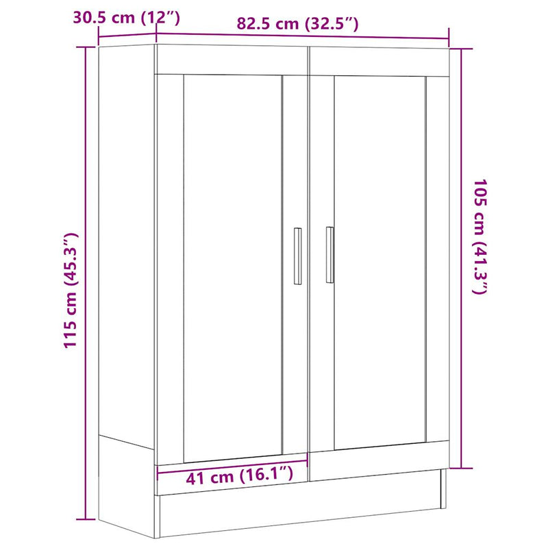 vidaXL antik fa színű szerelt fa könyvszekrény 82,5 x 30,5 x 115 cm